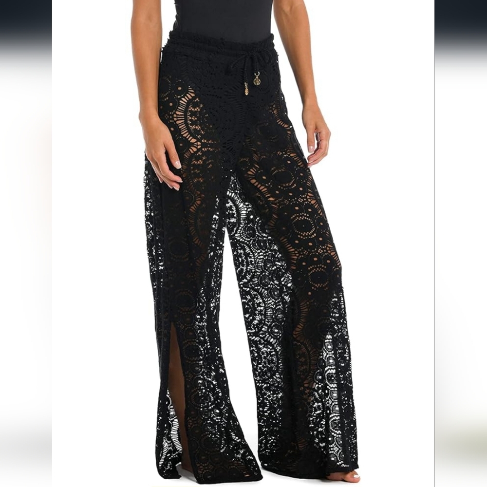 Sunshine79 Beach Pants Black Lace Cotton Blend Size M